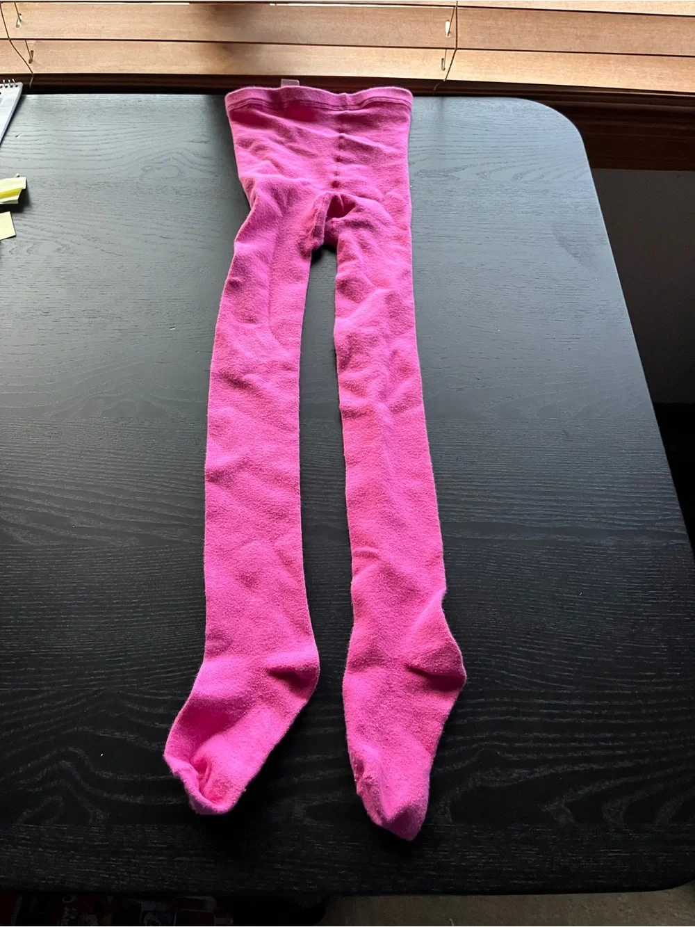Pink Knit Tights Stockings Size 7-10 Kids Girls Footed Elastic Waist